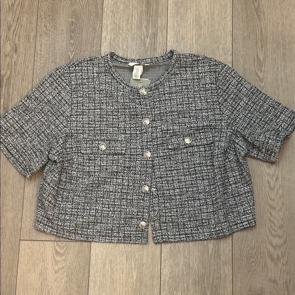 Black and White Tweed Blouse